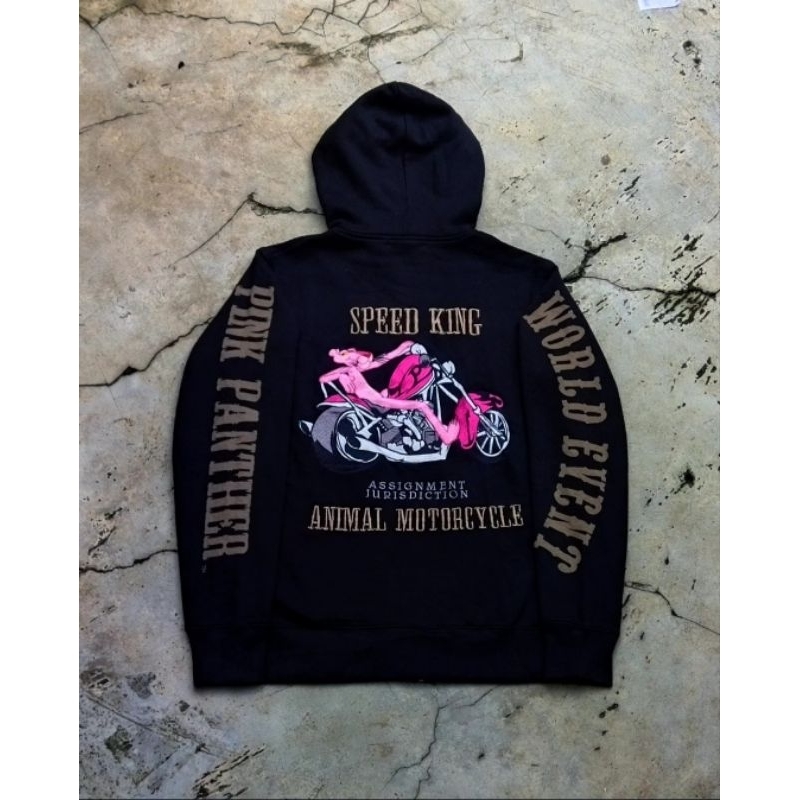 Pink Panther x Flagstaff Embroidered Zip Hoodie Black