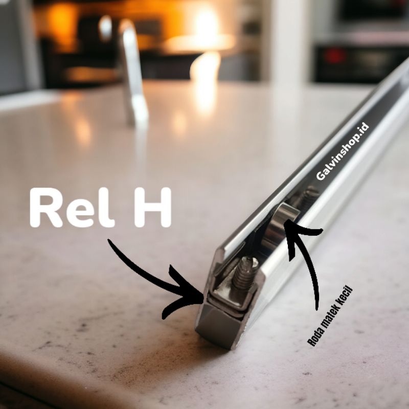 rell H etalase, rell bingkai bawah kaca etalase panjang 1 meter