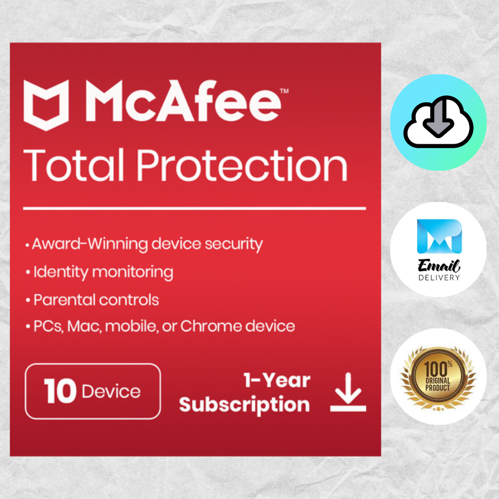 McAfee Total Protection 2025 10 Devices 1 Year Original 25 Digit Key
