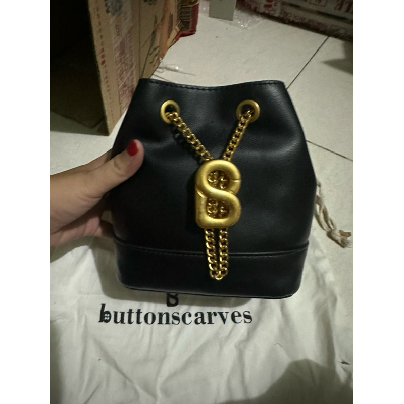 Myra Bag Small Buttonscarves Black+Dusbag