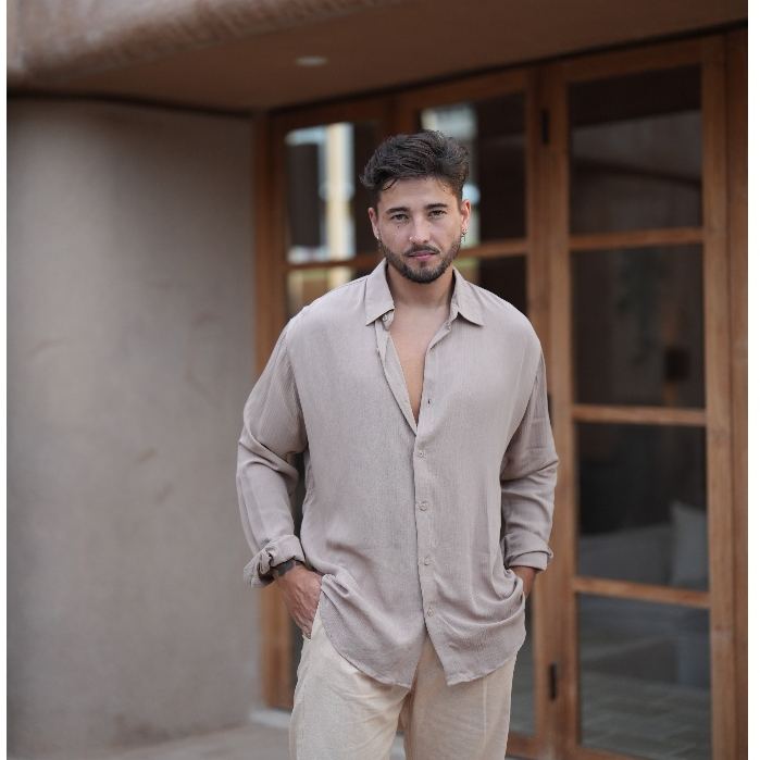 BAHAN PREMIUM / BEACHWELL Baju Kemeja Pria Lengan Panjang Rayon Crinkle - ALL VARIANS