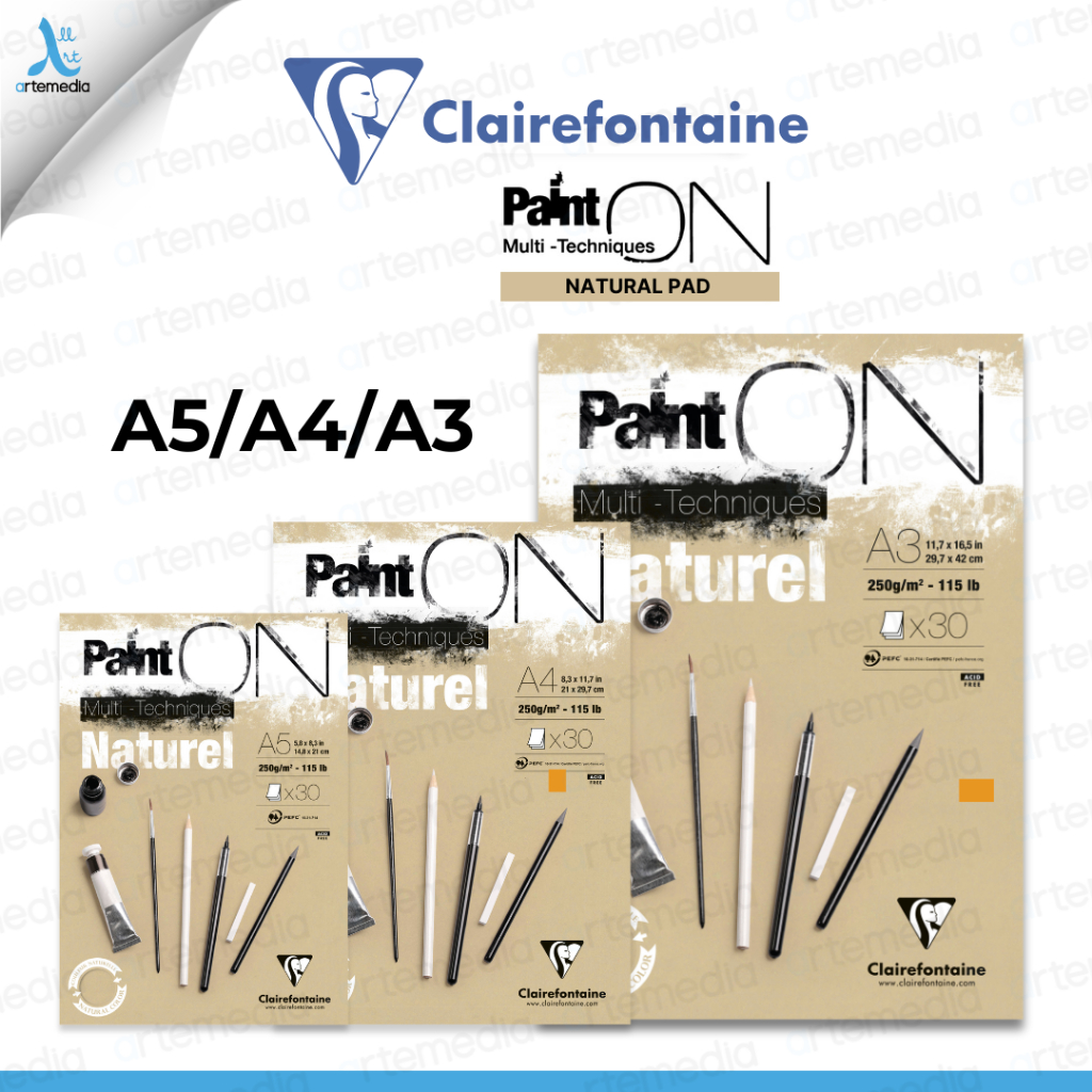 

Clairefontaine Paint On Natural Multi Technique Sketch Pad Sketchbook Kertas Gambar Warna