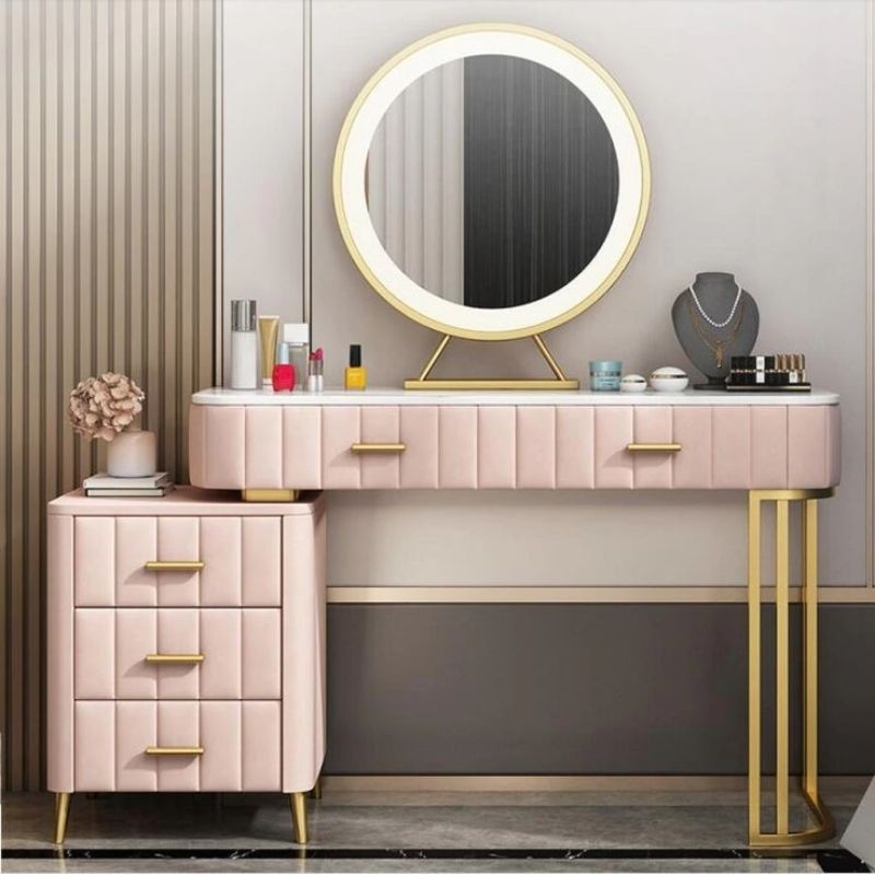 meja rias modern vanity mirror lampu led