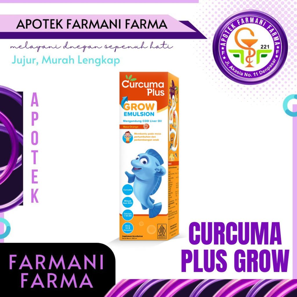 CURCUMA PLUS GROW RASA JERUK / RASA STRAWBERRY / 200 ML / 400 ML/ BOTOL/ MULTIVITAMIN ANAK / CHILD M