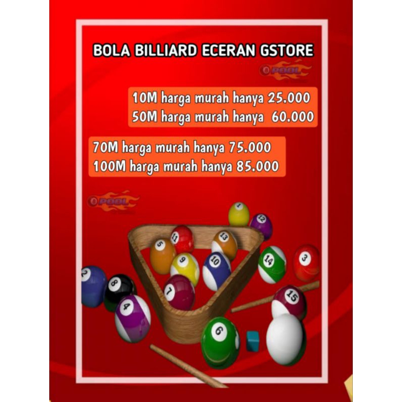 Pool Bola Billiard Eceran Gstore koleksi lengkap original 8 pool - 8 ball