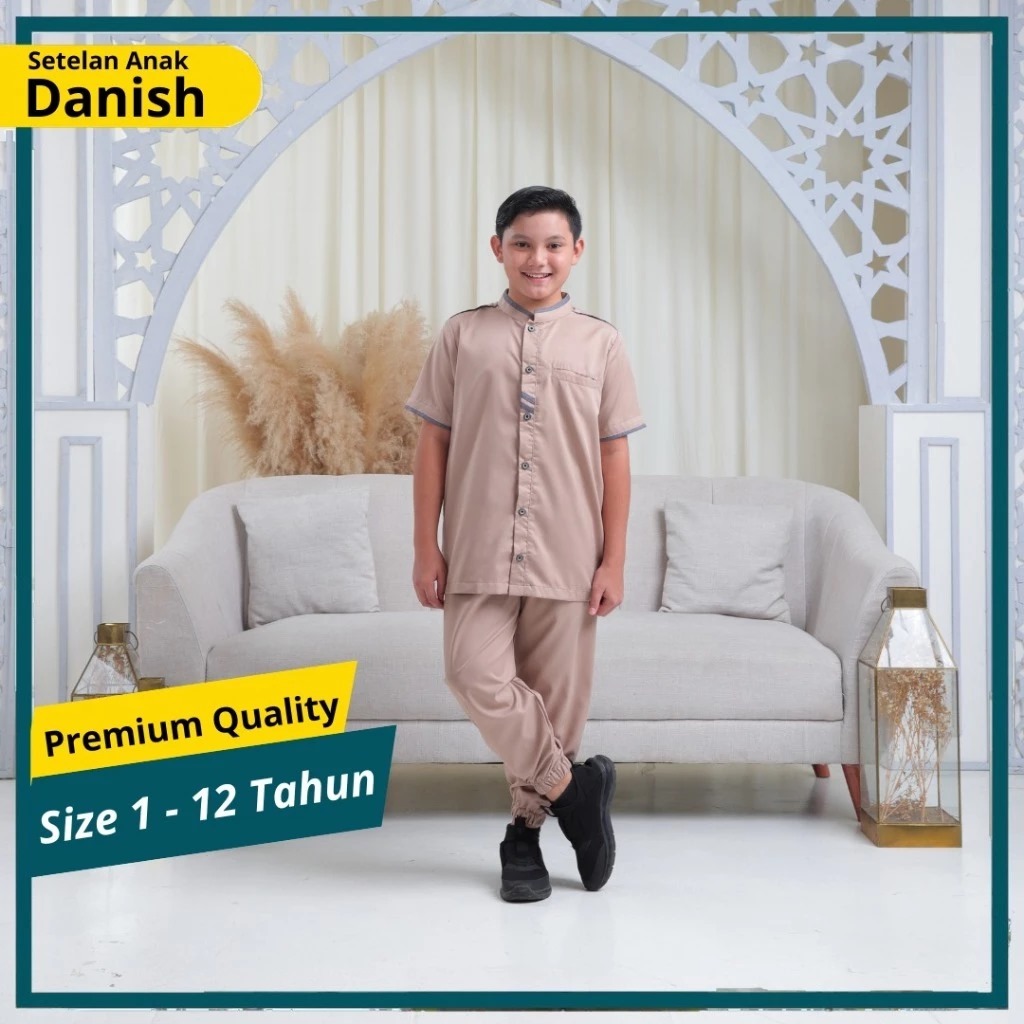 Mosqu Danish Setelan Kemeja Koko Anak Laki Laki Umur 2-8 Tahun List Elegan