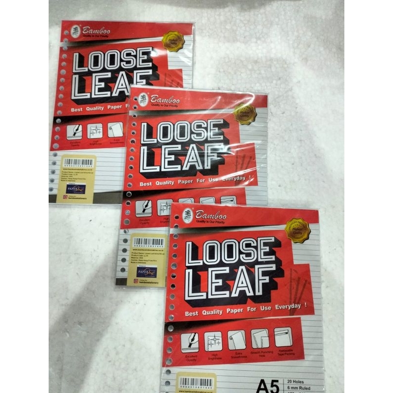 

LOOSE LEAF A5 50 LEMBAR MERK BAMBO REFFILL KERTAS BINDER KERTAS BINDER ISI ULANG BINDER
