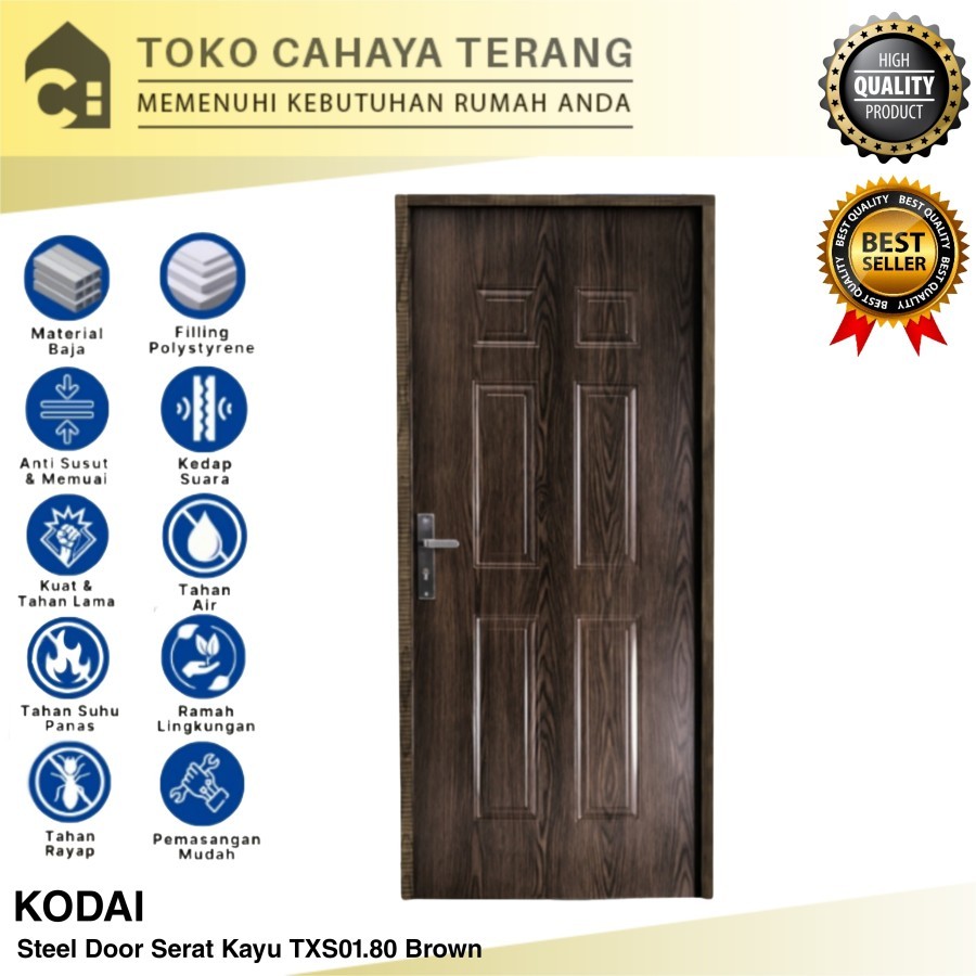 Pintu Baja Steel Kodai TXS01 204 x 80 Serat Kayu / Pintu Baja Kodai