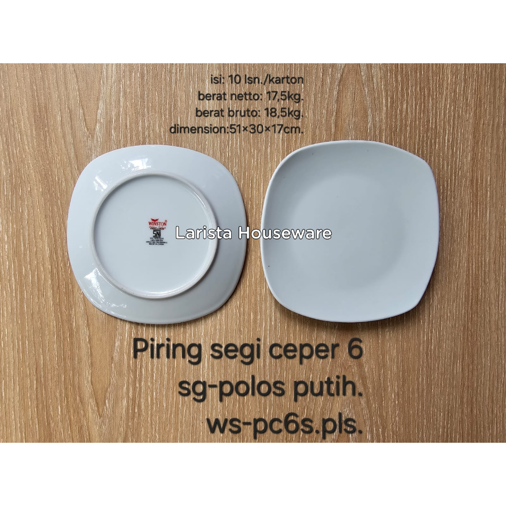 Piring keramik Ceper segi | piring putih polos | piring makan | piring buah | piring salad