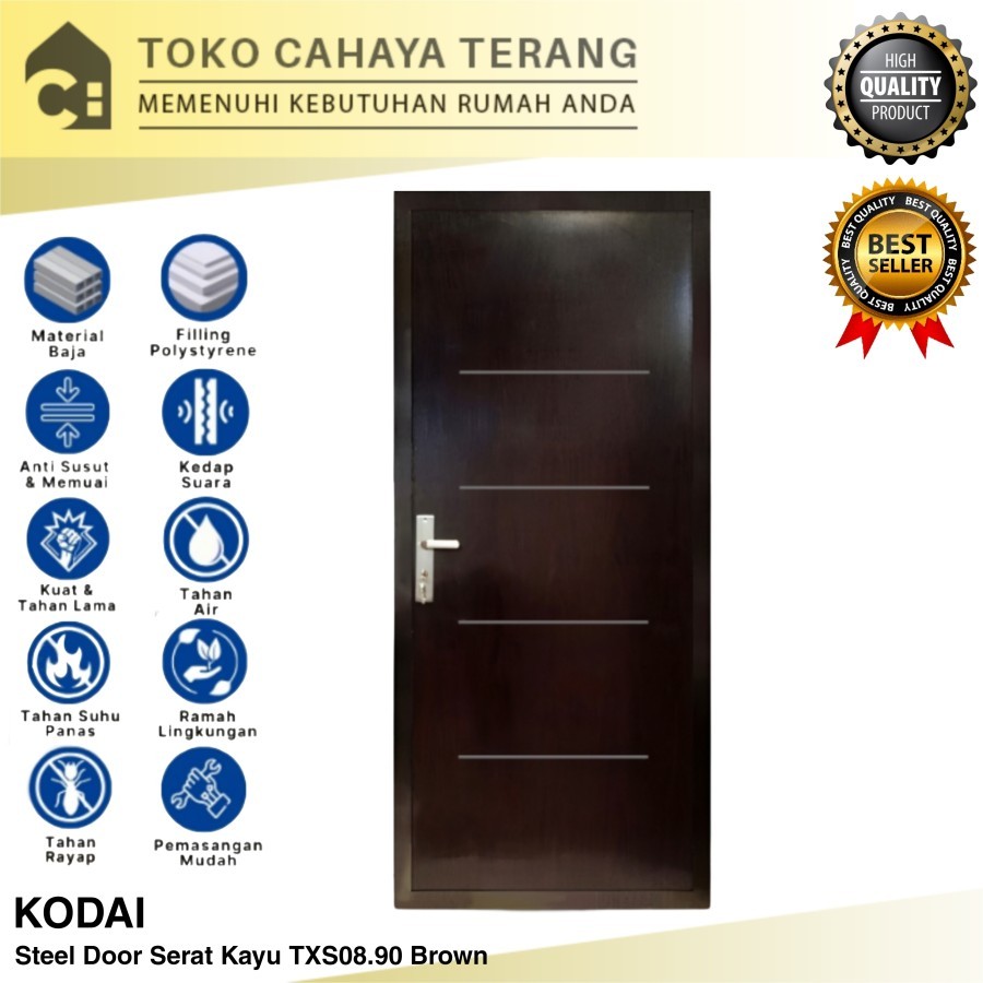 Pintu Baja Steel Kodai TXS08 204 x 90 Serat Kayu / Pintu Baja Kodai