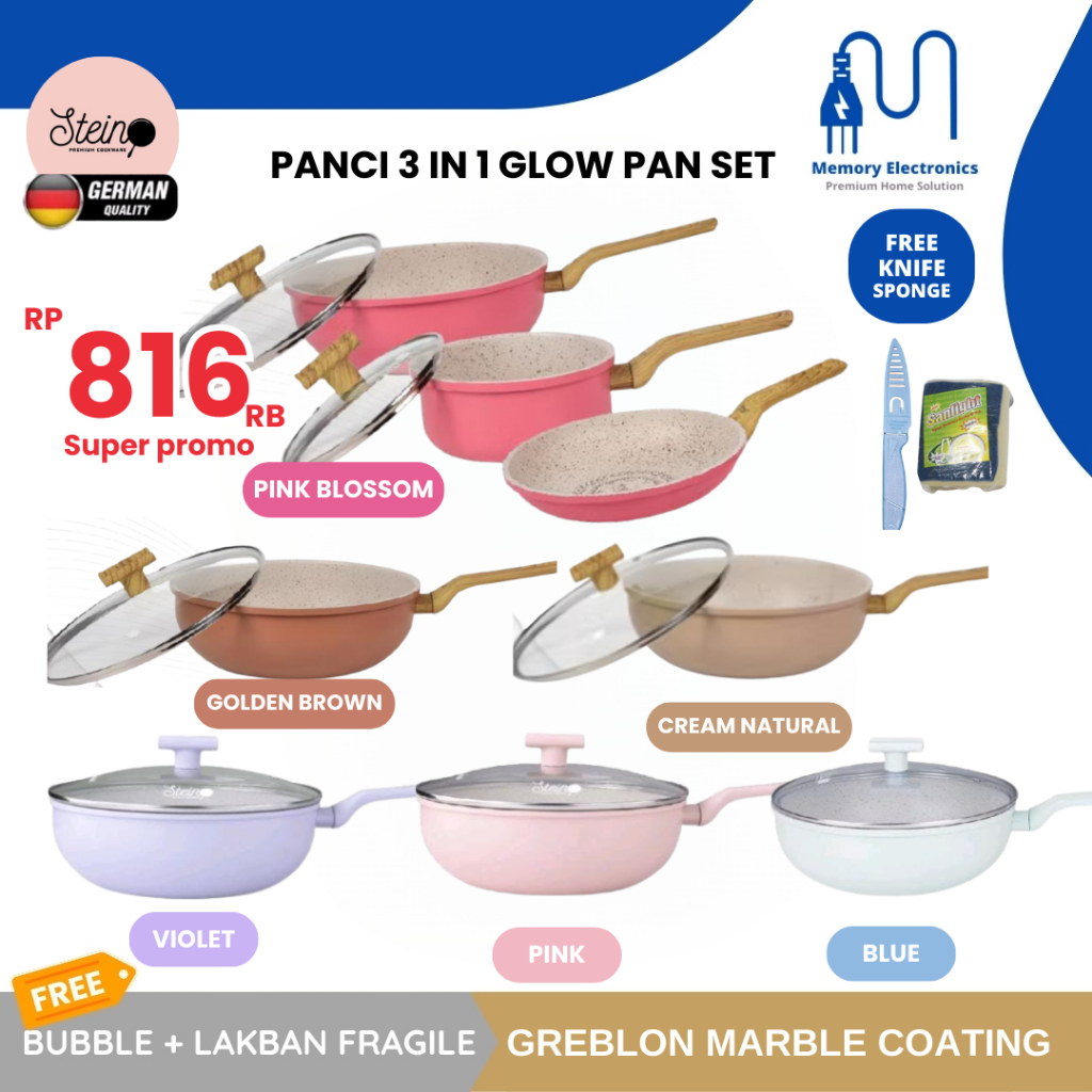 STEIN Glow Pan Set Panci komplit lengkap mewah teflon