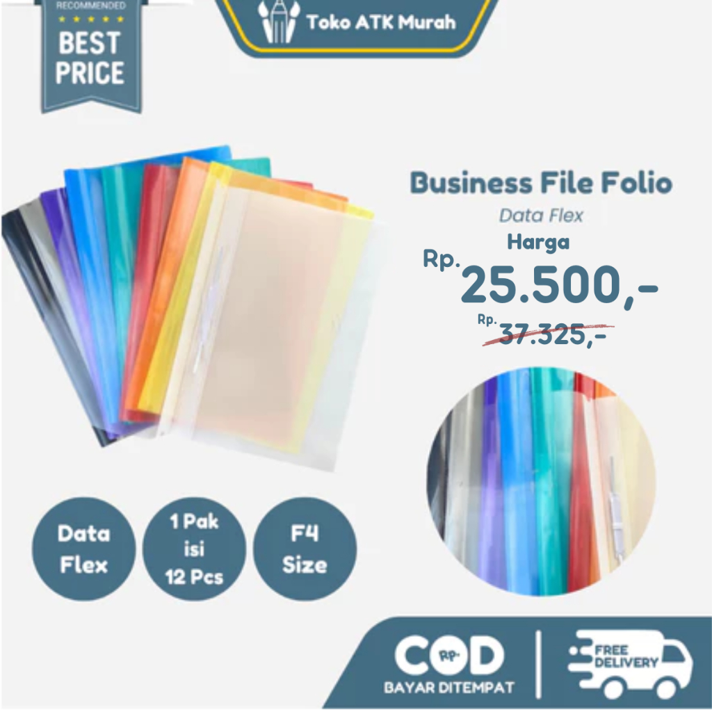 

1 PAK Map Dokumen Plastik Business File F4 / Folio (12 pcs)