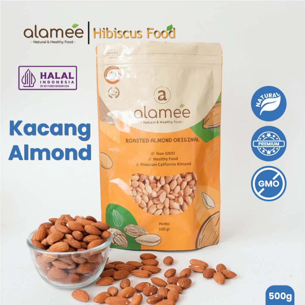 

ALAMEE Kacang Almond Almon Kupas Panggang Premium Roast Roasted Grade A California 500 Gram Oven Siap Makan Crispy Asli Cemilan Gurih Matang Tanpa Kulit Murah