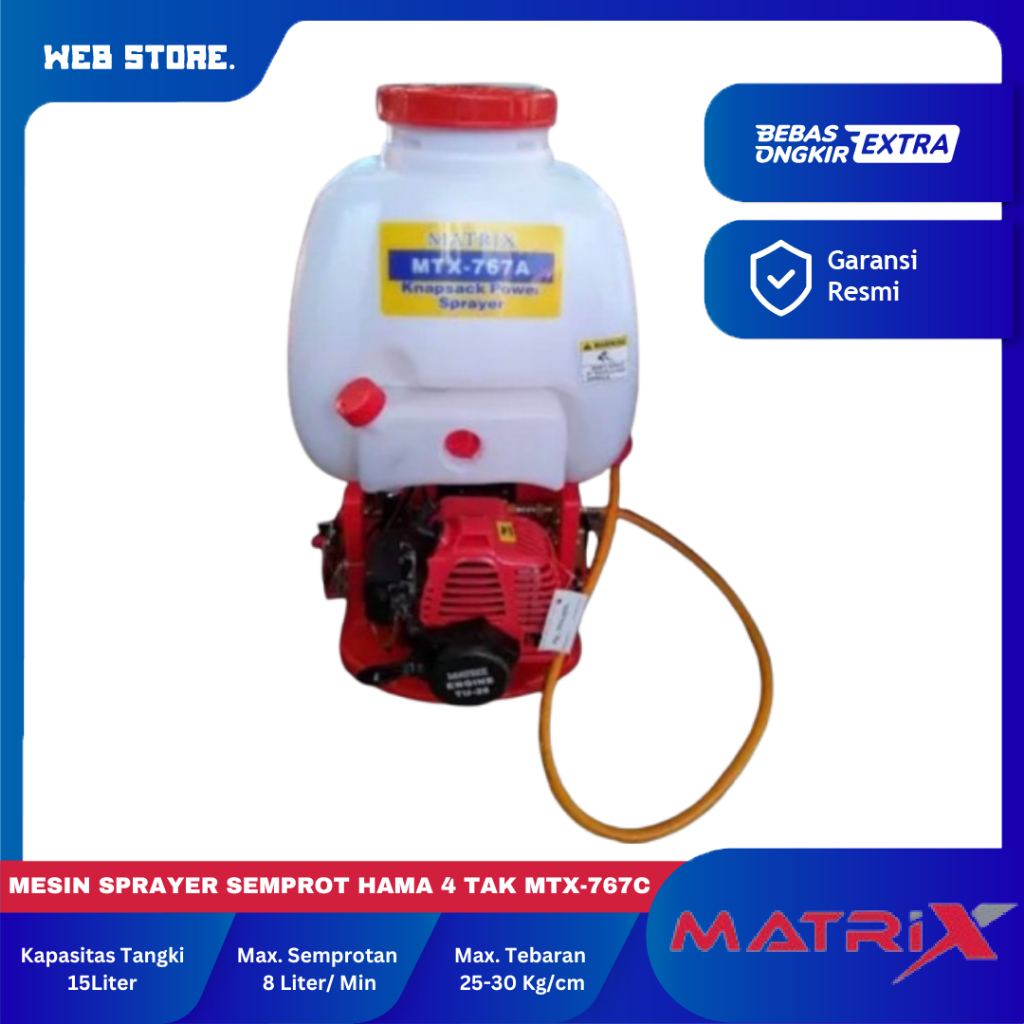 Mesin Sprayer Semprot Hama 15L 4 Tak MTX-767C Power Sprayer Engine Semprotan 4Tak MTX-767C MATRIX