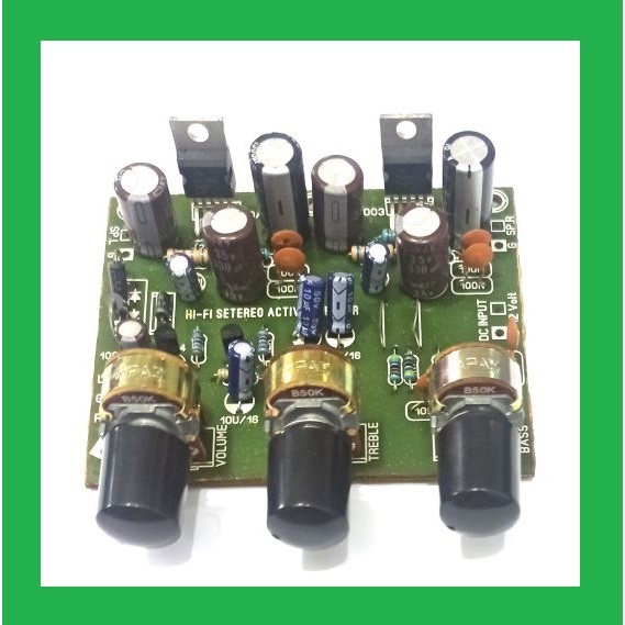 Rakitan Amplifier TDA2003 stereo dengan tone control 3 potensio sudah solder