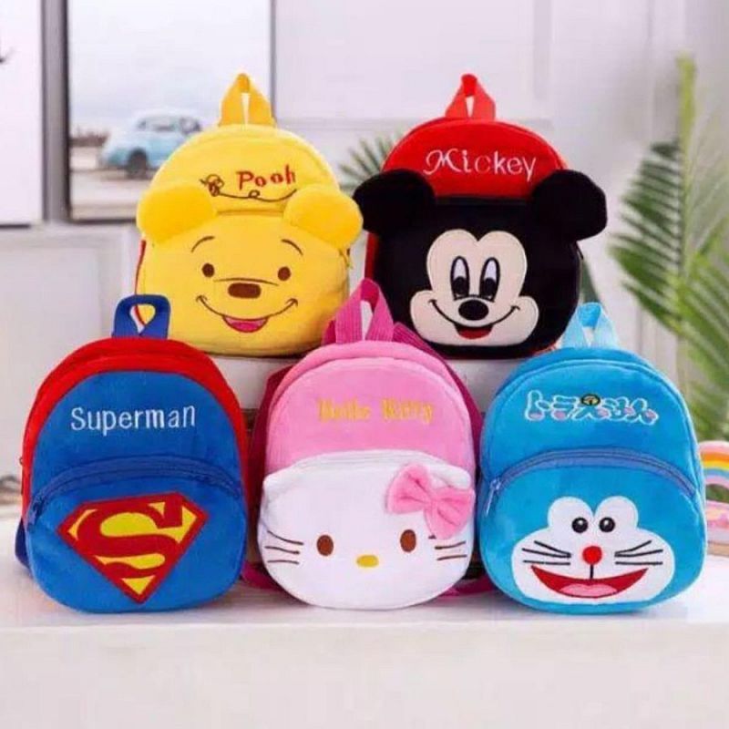 TAS SEKOLAH ANAK 3D KARAKTER KARTUN LUCU TAS RANSEL MOTIF BALITA TK HELLO KITTY DORAEMON