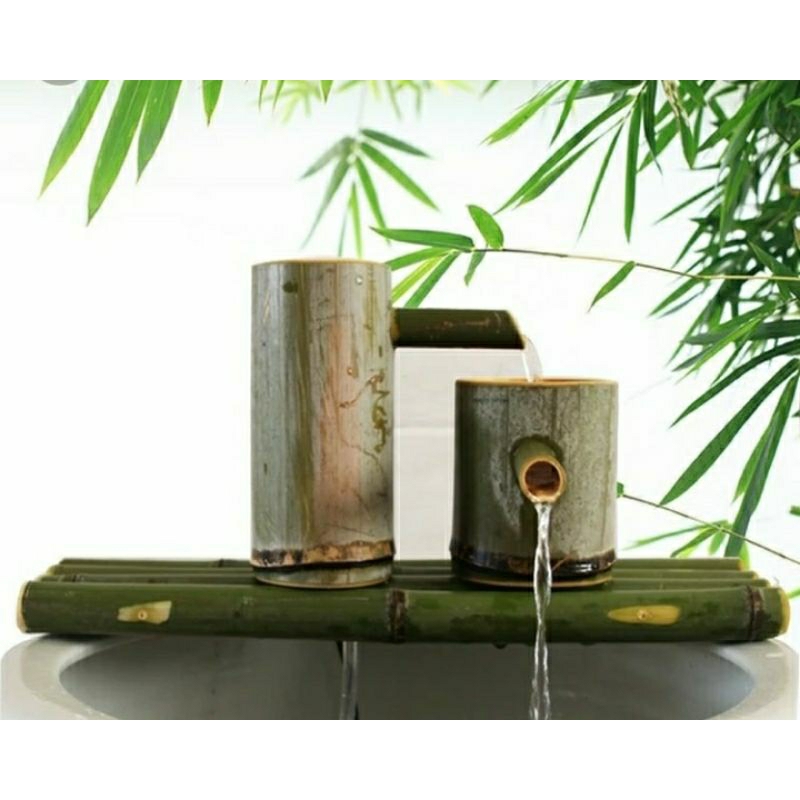 Pancuran air bambu 2 arus ,dekorasi akuarium,filter air terbaik