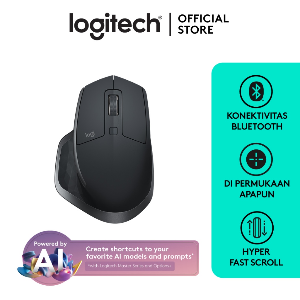 Logitech MX Master 2S Mouse Wireless, BLUETOOTH EDITION, Ergonomics & Rechargeable for Power User Wi