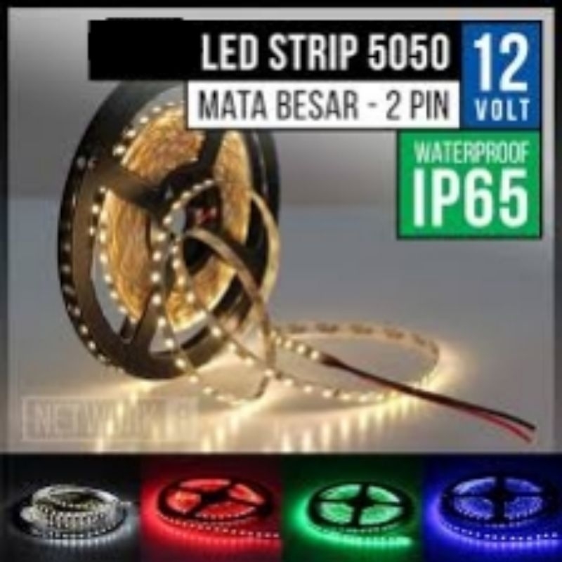 Yamasaki LED strip 5050 mata besar RGB 24v 60L 60LED 10m 10meter 10 m meter IP65 RGB 60 led 24volt 2
