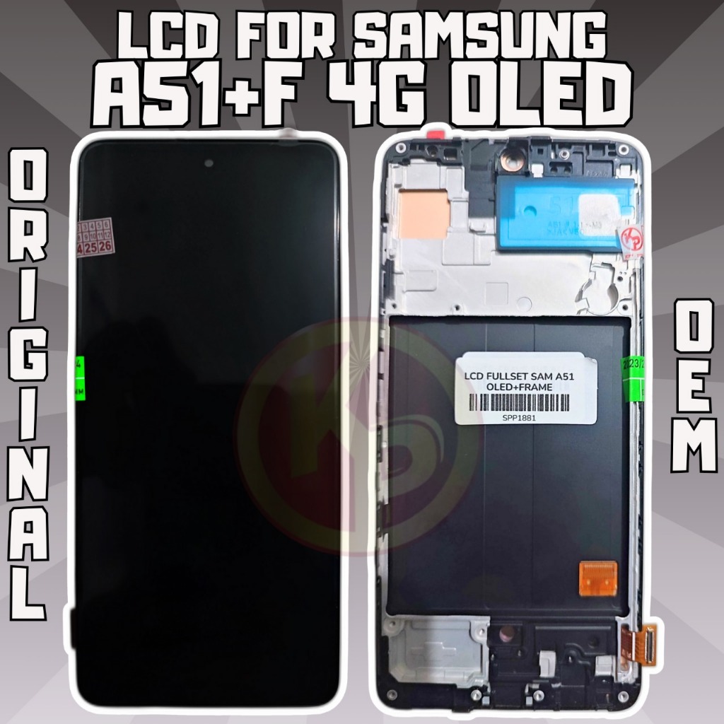 LCD + TOUCHSCREEN SAMSUNG A51 4G OLED + FRAME BIG [ FINGER ON ] KUALITAS ORIGINAL OEM