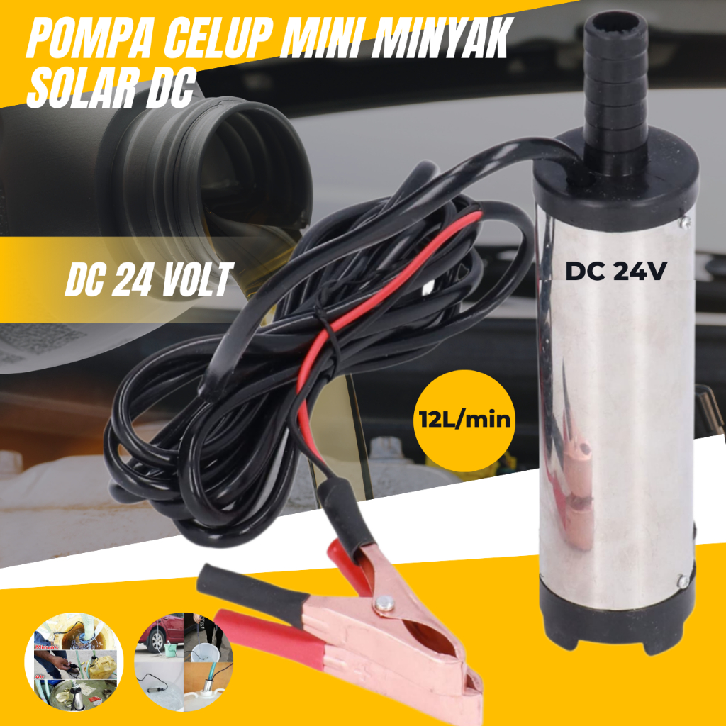 Pompa Celup Mini Submersibel Clamp DC 24V Pompa Minyak Solar Mesin Pompa Air 24 Volt Diesel Pump