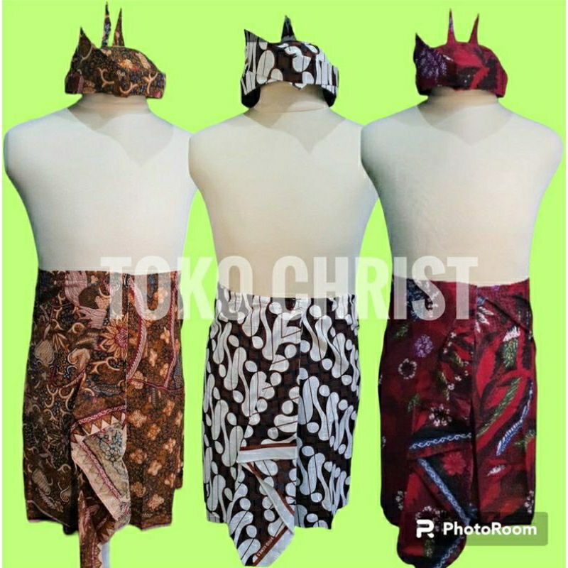 blangkon udeng sembong cak jawa timur surabaya batik motif merah madura / putih parang / lasem cokel