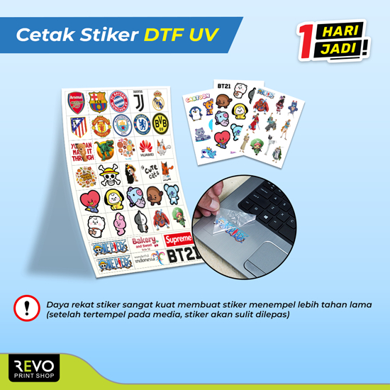 Print Stiker DTF UV/Stiker Transparan UV/Stiker Timbul 58x100 cm