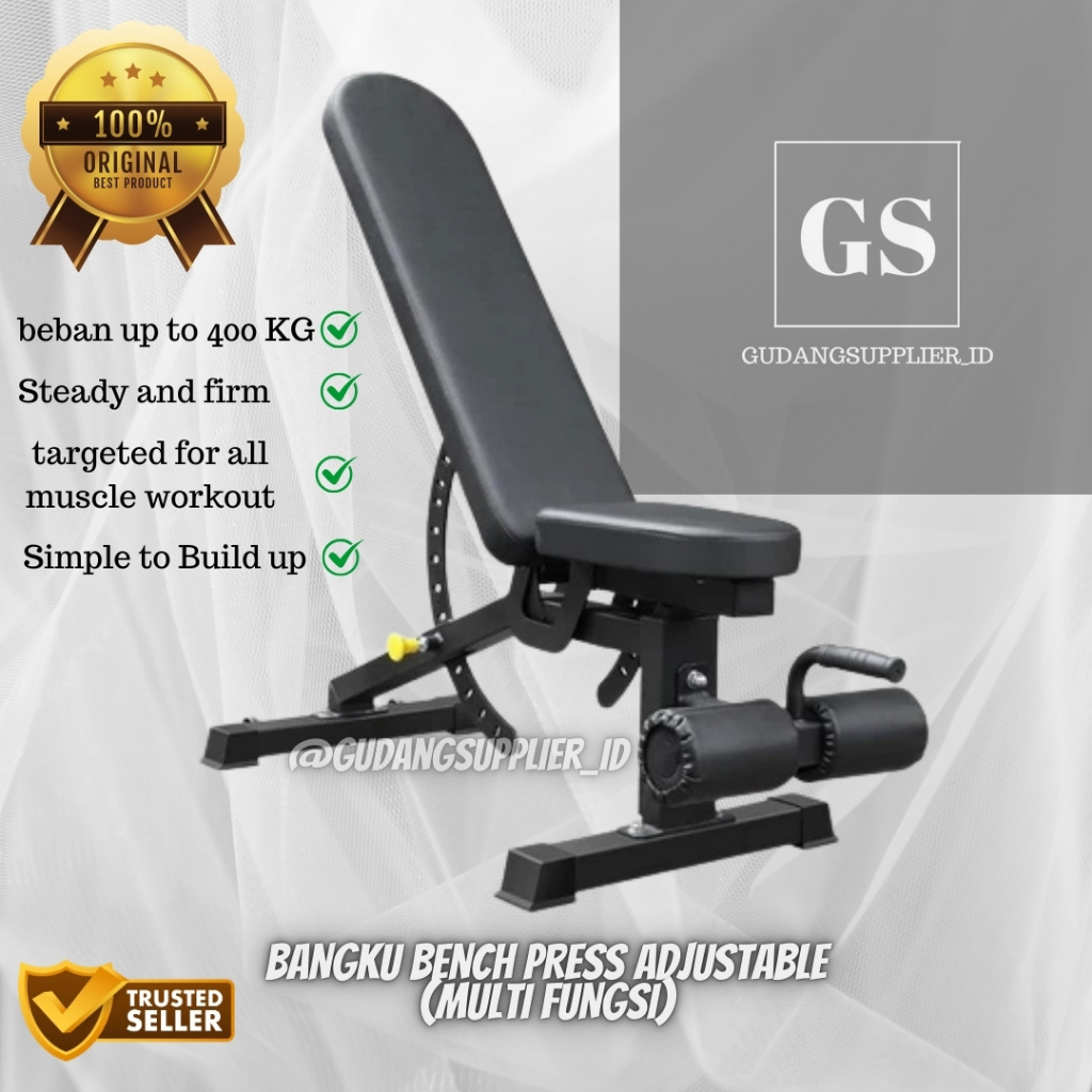 Kursi Bench Press Multifungsi (Adjustable) Incline , Flat , Decline Mode alat Duduk Gym