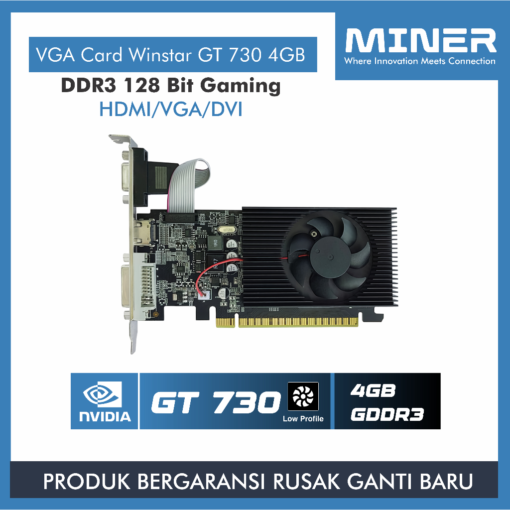MINER VGA Card GT 730 4GB DDR3 128 Bit Gaming HDMI/VGA/DVI