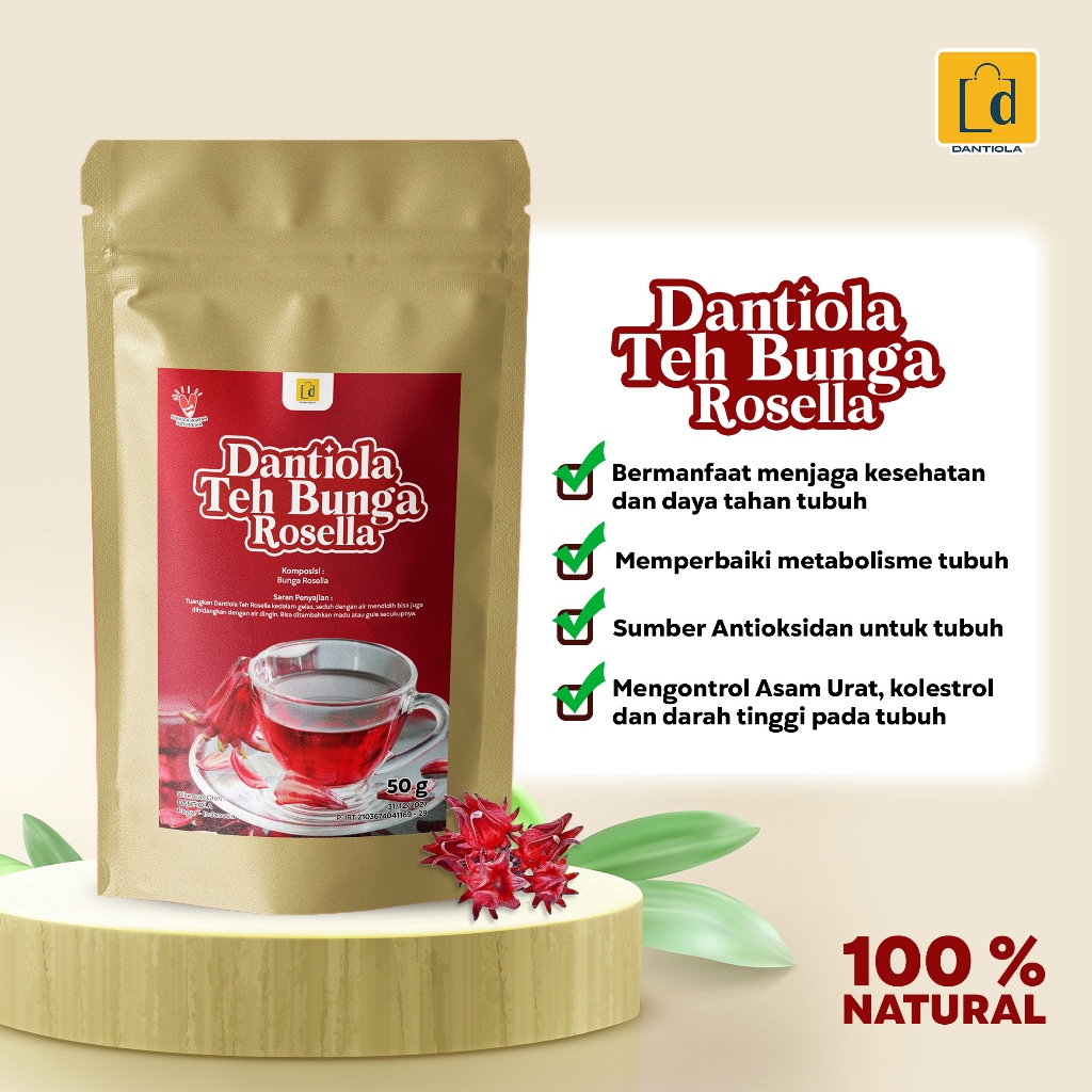 

Dantiola Teh Bunga Rosella Kemasan 50 Gram