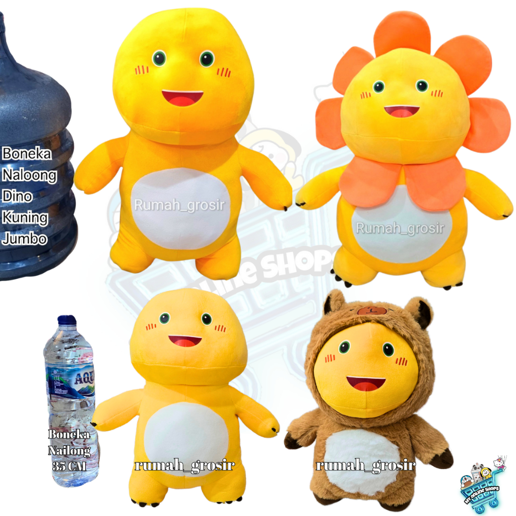 Boneka Naloong Nailong Nalong Dino Kuning Plush Yellow Dinosaurus Gemoy Viral