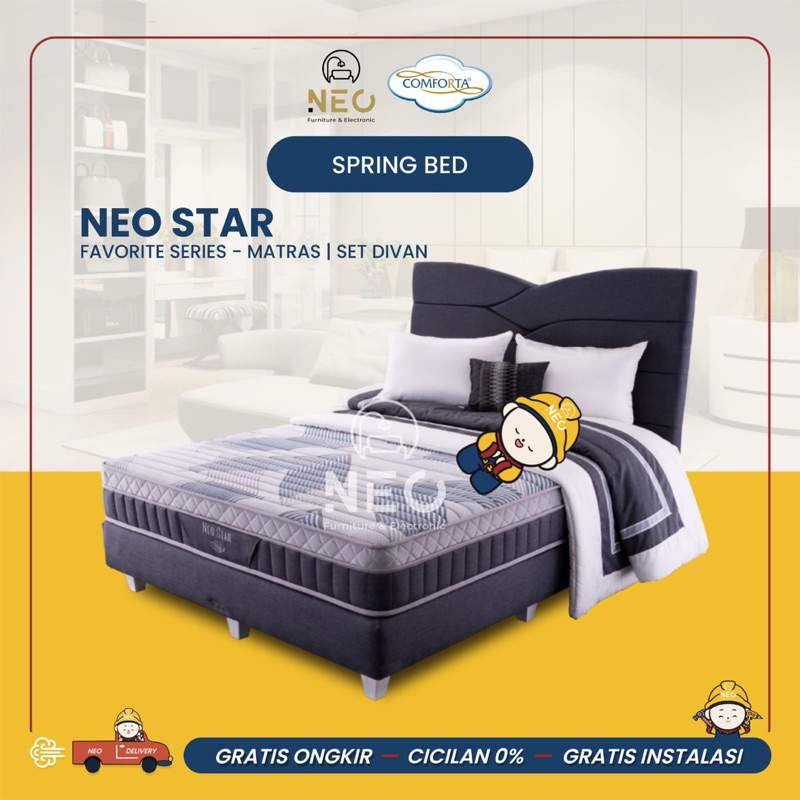 NEO - SPRINGBED COMFORTA NEO STAR FULLSET  KASUR AJA  MATRASS ONLY SET DIVAN RANJANG  TEMPAT TIDUR  