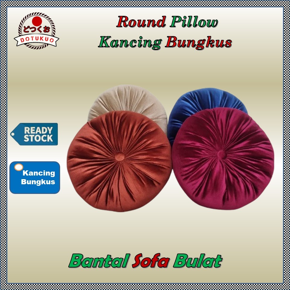 Bantal sofa round pillow bulat kancing BUNGKUS Bantal Bulat Labu Terbaik Bantal Labu Kancing Kristal