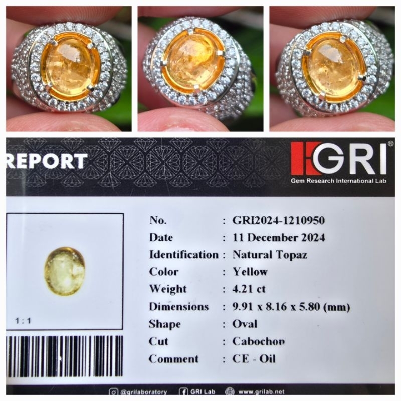 Natural Yellow Topaz Top Luster Memo 4.21 crt