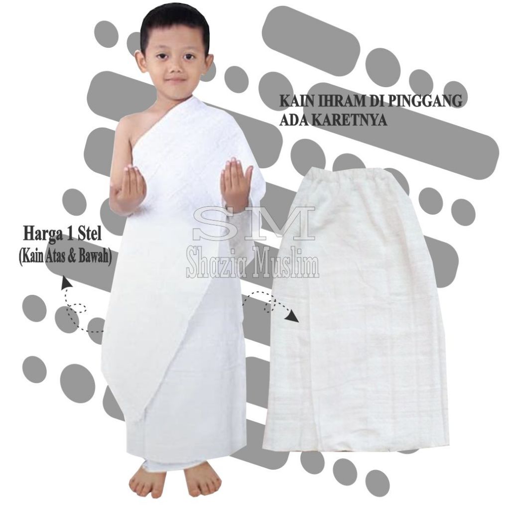 Kain Ihram Anak TK SD Instan Baju Ihram Anak Instan Kain Ihrom Muslim Anak Laki-laki