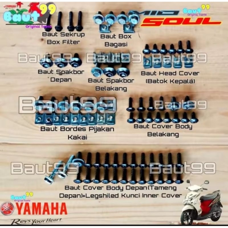 Baut Fullset body Yamaha Mio soul Karbu/Full body Yamaha Mio soul Karbu Baut Fullset body Yamaha Mio