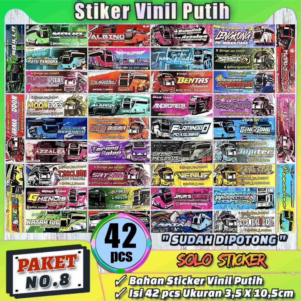 

Stiker Bus Panjang Bahan Vinyl Putih Sticker Bis Isi 42pc SUDAH DIPOTONG