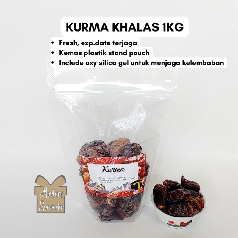 

Kurma Khalas 1kg berkualitas hidangan idul fitri lebaran camilan oleh-oleh haji umroh