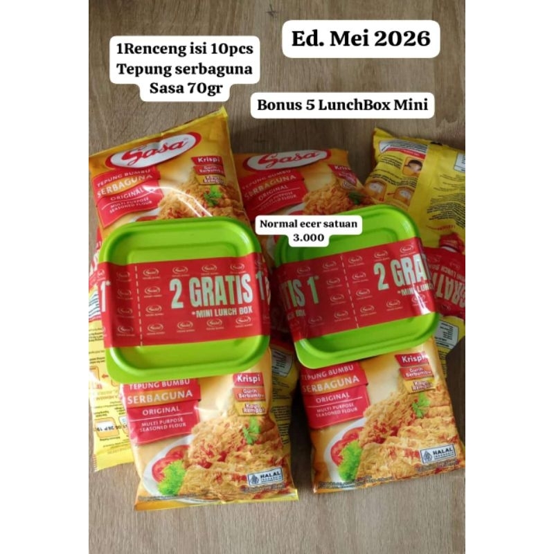 

10 pcs Tepung sasa (free 5 lunch box mini)/tepung sasa renceng/tepung krispy