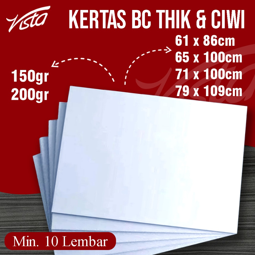 Kertas BC CIWI 150gr (Putih) Ukuran 61x86cm & 65x100cm (plano)