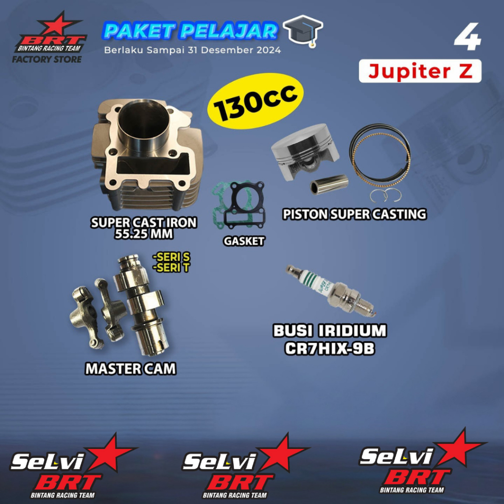 PAKET BORE UP BRT JUPITER Z VEGA R BLOK SET PISTON CAM NOKEN AS BUSI IRIDIUM JUPITER Z 110 VEGA R NE