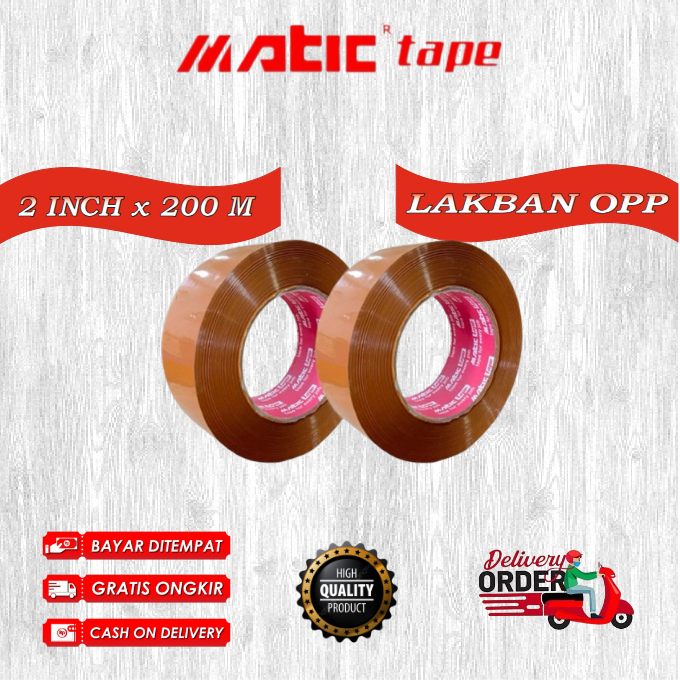 

MATIC TAPE OPP 200m warna coklat - ukuran jumbo - lakban packing warna coklat