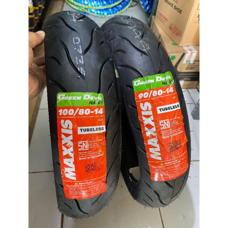 Paket Ban Maxxis Greendevil (90/80+100/80) ring14