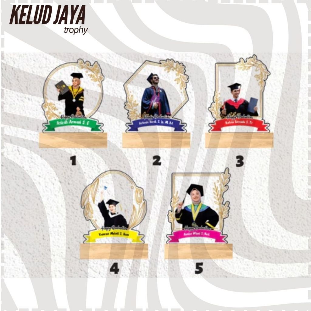 Plakat Wisuda Custom Akrilik Tatakan kayu Hadiah Wisuda Akrilik Kado Wisuda Akrilik