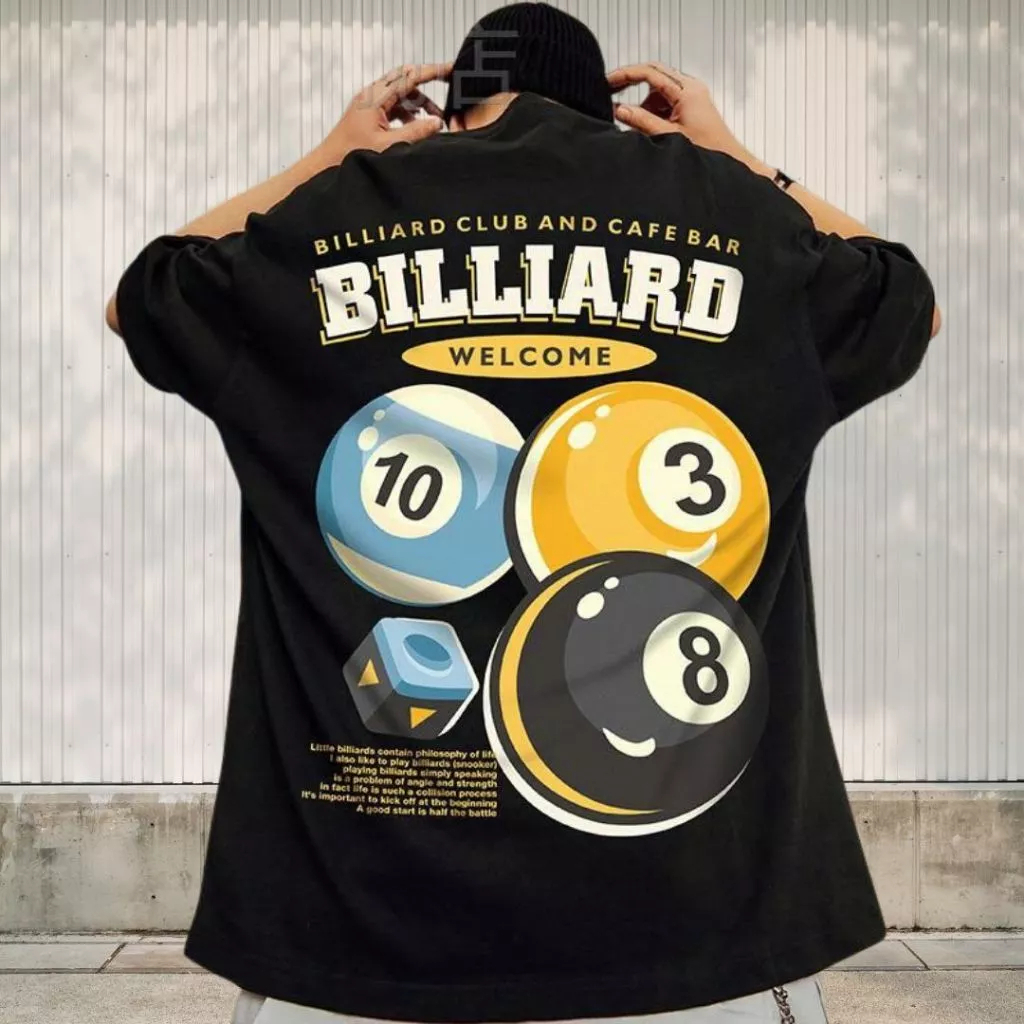 Mr Biggz T-shirt Oversize Lengan Pendek Kaos Bilyard Katun Murni Japanese Style Pria dan Wanita