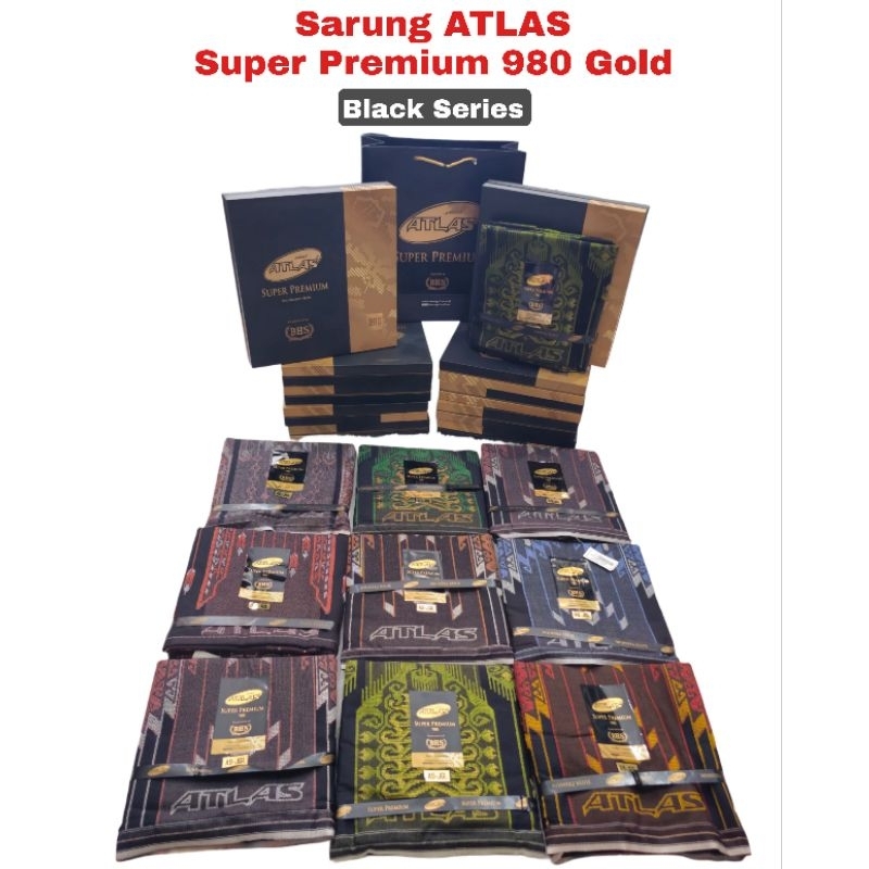 Sarung ATLAS Super Premium 980 Black Series Dasarnya Hitam