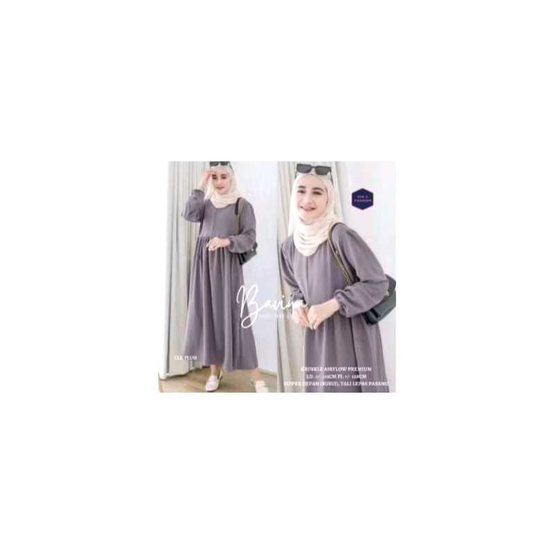 Gamis Midi Dress Bavina Abu Grey Promo COD Bayar Tempat Gamis Midi New Arrival Gamis Busui Friendly 