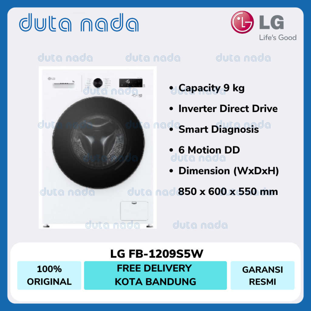 Mesin Cuci Front Loading LG FB1209S5W 9kg Putih