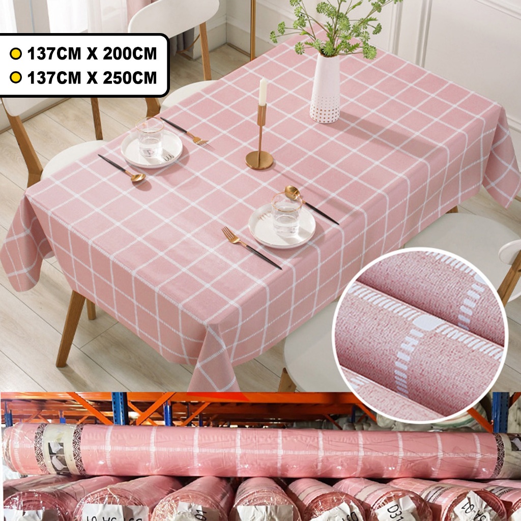 Taplak Meja Makan Meteran Motif Kotak Kotak/Taplak Meteran Motif Bahan PEVA Anti Air/Taplak Meja Mak