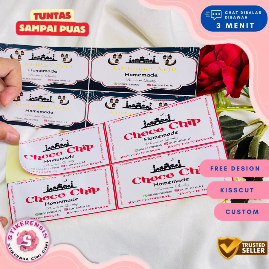 Stikerensis Sticker Toples Kue Kering Custom Nama Kue Stiker Hampers Cookies Lebaran Free Desain